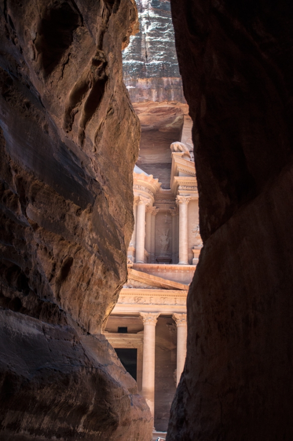 One of Petra's "crown jewels" the Treasury appears after about a 2 km. walk into the site.